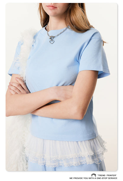 Fierce & Fitted 美式夏季甜妹圓領短T半身裙套裝	N-23 BABY藍