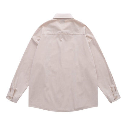 𝔼mbro 𝕊hirt𒉽2025秋冬復古花卉刺繡燈芯絨襯衫外套D-85