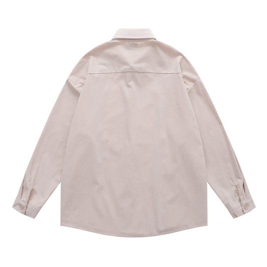 𝔼mbro 𝕊hirt𒉽2025秋冬復古花卉刺繡燈芯絨襯衫外套D-85