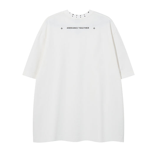 𝕃oose 𝔽it ☞𝟤𝟢𝟤𝟧 ☜美式復古字母刺繡圓領寬版上衣 Y-2