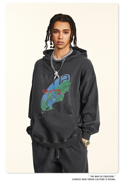 ♛𝔽𝕦𝕤𝕚𝕠𝕟 𝔽𝕠𝕔𝕦𝕤 ♛2025秋冬高磅復古水洗印花帽T 5-63