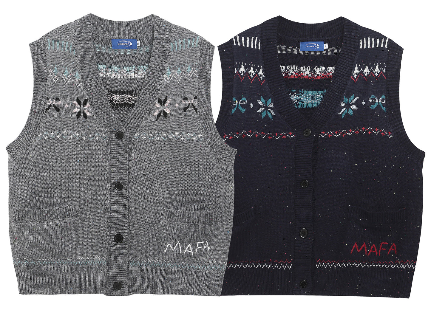 ⓀⓃⒾⓉ𒉽2025秋冬復古疊穿V領針織背心IN-23