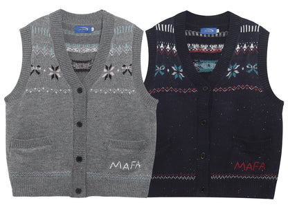 ⓀⓃⒾⓉ𒉽2025秋冬復古疊穿V領針織背心IN-23