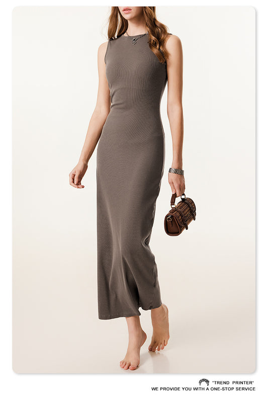 Fierce & Fitted 夏季辣妹必備無袖連身包臀長裙N-2 咖啡色