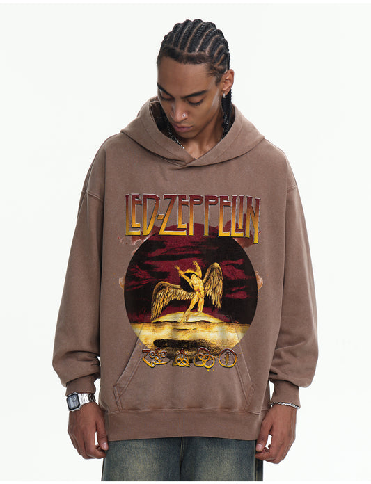 ♛𝔽𝕦𝕤𝕚𝕠𝕟 𝔽𝕠𝕔𝕦𝕤 ♛410G重磅水洗美式復古連帽大學T  FZ-	42