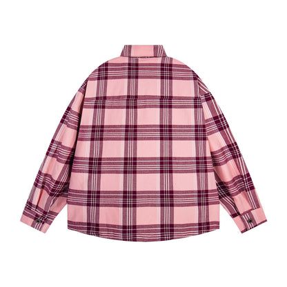 𝔼mbro 𝕊hirt𒉽2025秋冬領帶系列格子寬鬆襯衫外套MO-17