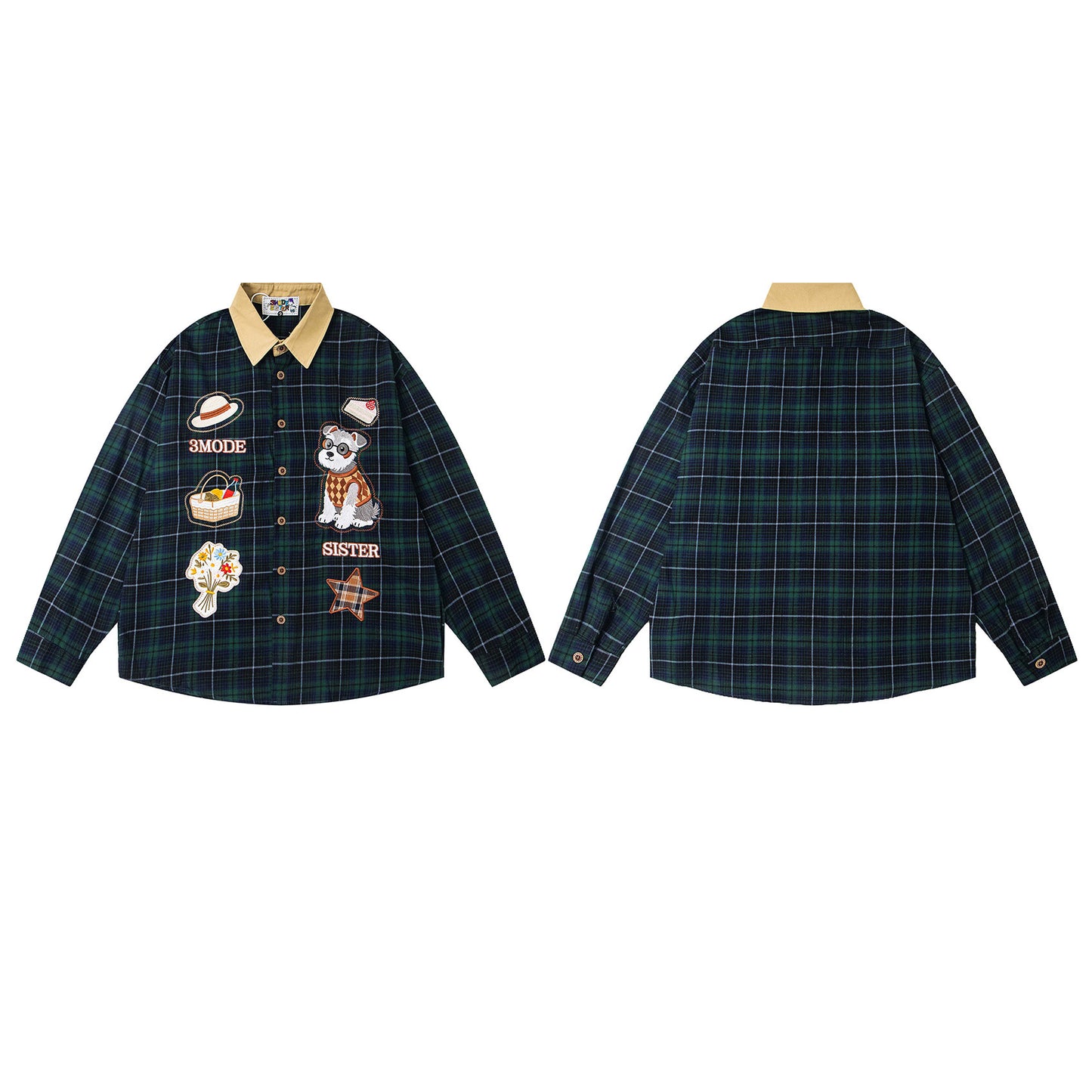 𝔼mbro 𝕊hirt𒉽2025秋冬可愛小狗刺繡寬鬆衫外套M-26