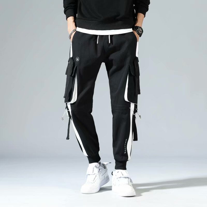 𖥟 𝔽𝕦𝕤𝕚𝕠𝕟 𝔽𝕠𝕔𝕦𝕤 ▓ 𝖜𝖔𝖗𝖐 𝖈𝖑𝖔𝖙𝖍𝖊𝖘 𖢘多口袋工裝褲飘帶機能痞帥束脚褲寬鬆休閒褲 D-03