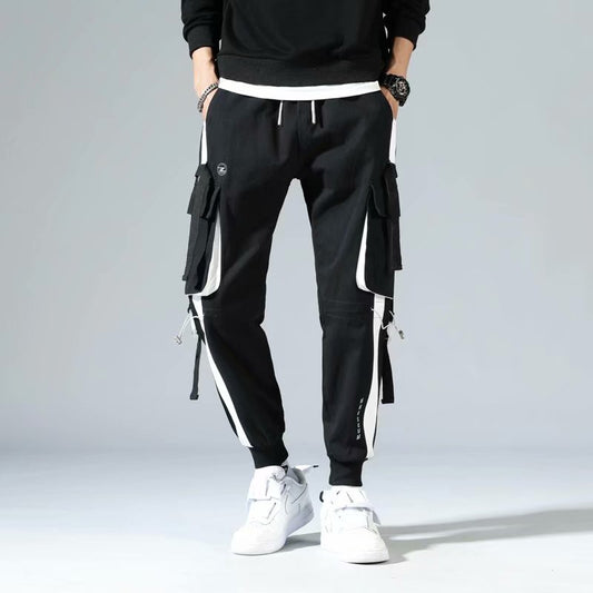 𖥟 𝔽𝕦𝕤𝕚𝕠𝕟 𝔽𝕠𝕔𝕦𝕤 ▓ 𝖜𝖔𝖗𝖐 𝖈𝖑𝖔𝖙𝖍𝖊𝖘 𖢘多口袋工裝褲飘帶機能痞帥束脚褲寬鬆休閒褲 D-03