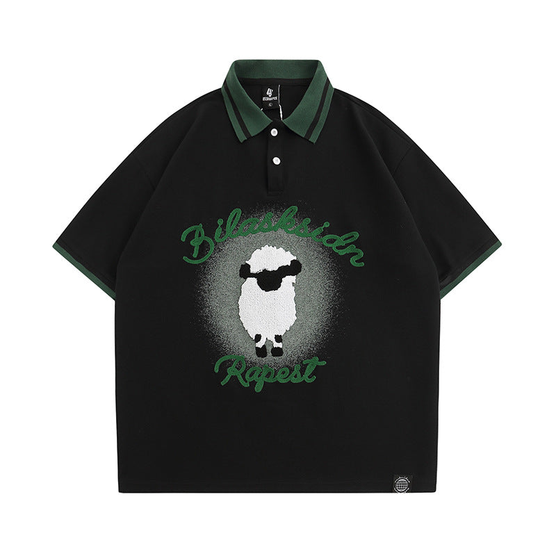 Polo Shirt𒉽美式復古綿羊翻領POLO衫JD-29