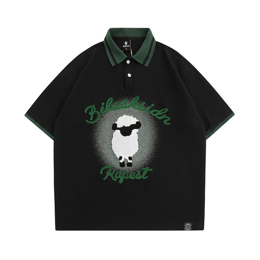 Polo Shirt𒉽美式復古綿羊翻領POLO衫JD-29