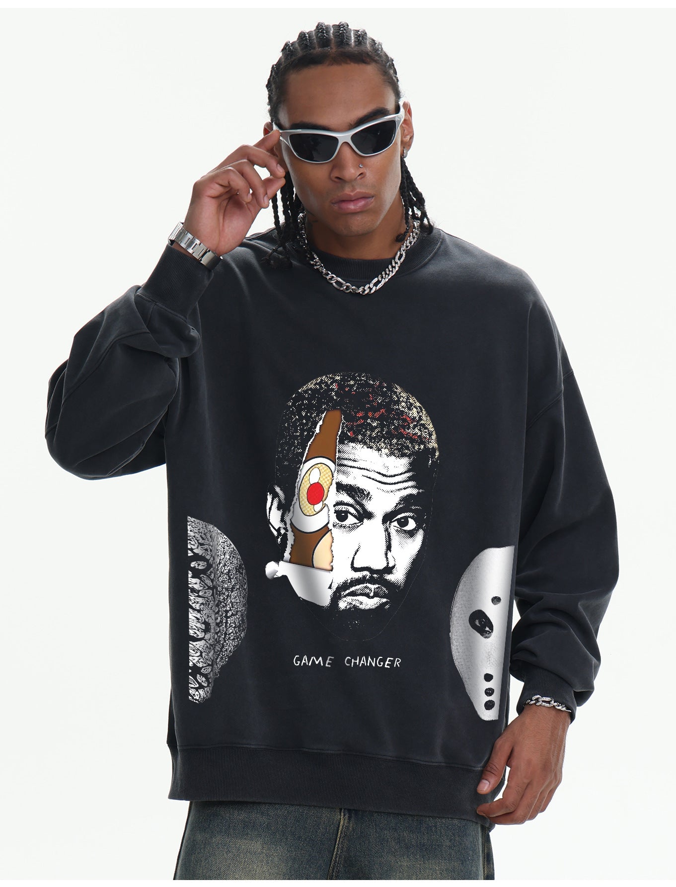 ♛𝔽𝕦𝕤𝕚𝕠𝕟 𝔽𝕠𝕔𝕦𝕤 ♛410G重磅水洗美式復古圓領厚T  GH-70