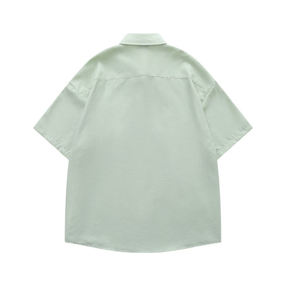 𝔼mbro 𝕊hirt𒉽美式復古趣味可愛小熊短袖寬鬆襯衫YD-13