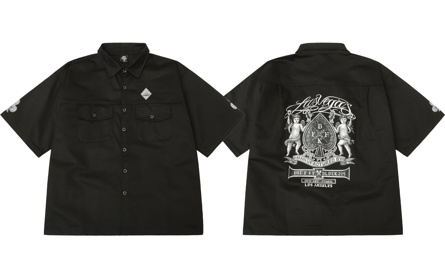 𝔽𝕦𝕤𝕚𝕠𝕟 𝔽𝕠𝕔𝕦𝕤-ᴄʜɪᴄᴀɴᴏ♠︎悍匪♠︎  新款西海岸奇卡諾Chicano風格撲克印花工裝襯衫