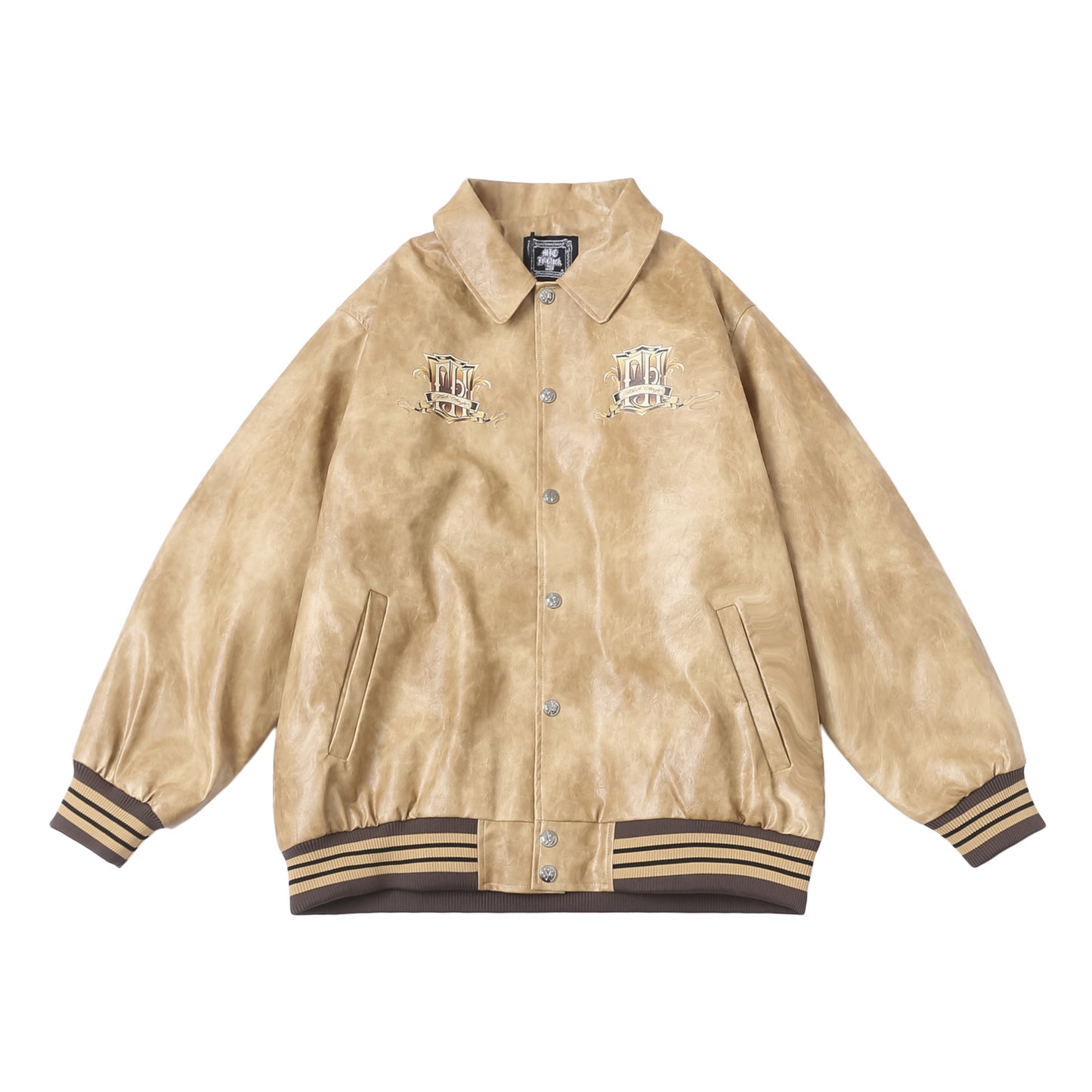 𝔽𝕦𝕤𝕚𝕠𝕟 𝔽𝕠𝕔𝕦𝕤 -ᴄʜɪᴄᴀɴᴏ♠︎悍匪♠︎ 美版OVERSIZE冬季休閒百搭保暖寬鬆花體字刺绣棒球服外套皮衣 Ｍ21S