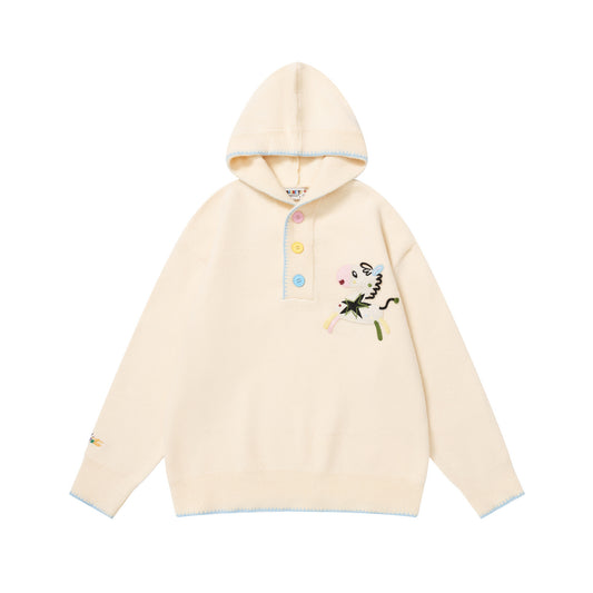 ⓀⓃⒾⓉ𒉽2025秋冬美式復古小馬刺繡連帽針織 K- 07