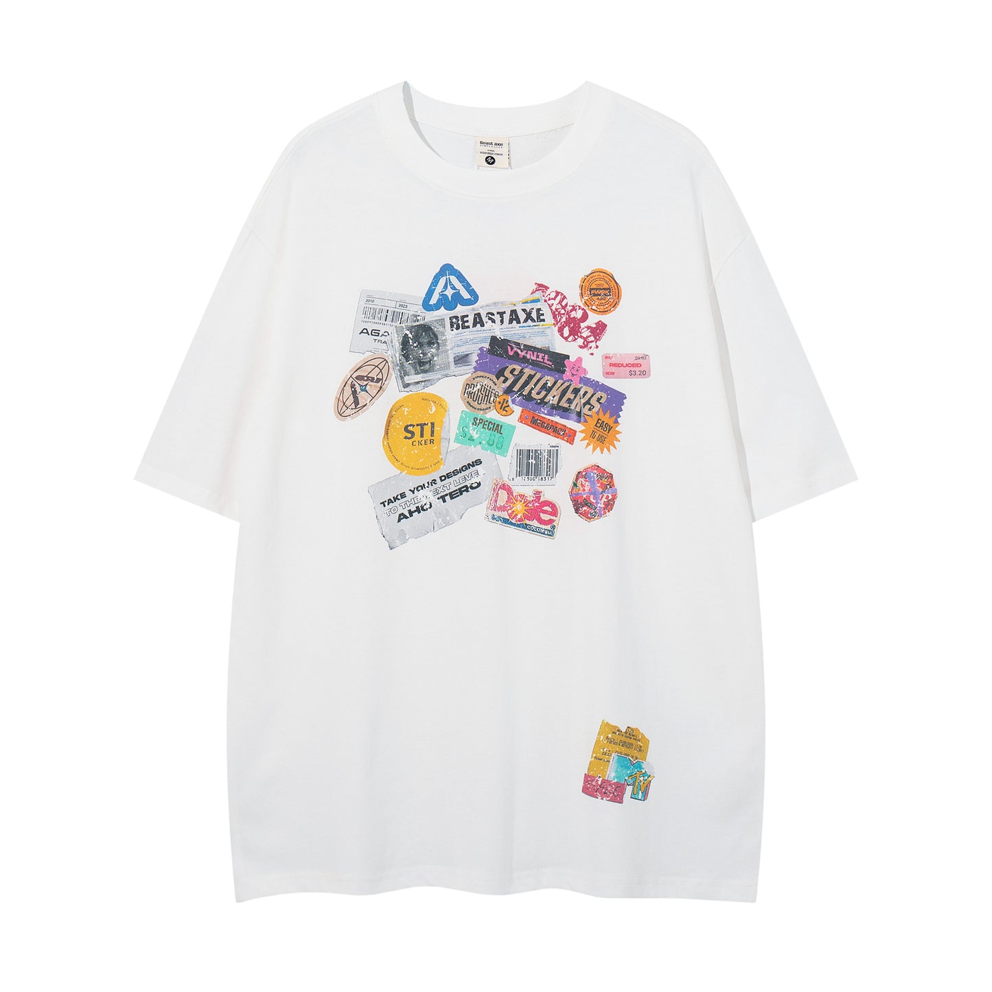 𝕃oose 𝔽it ☞𝟤𝟢𝟤𝟧 ☜美式復古圖章印花圓領男女中性 T-Shirt寬版上衣A-6