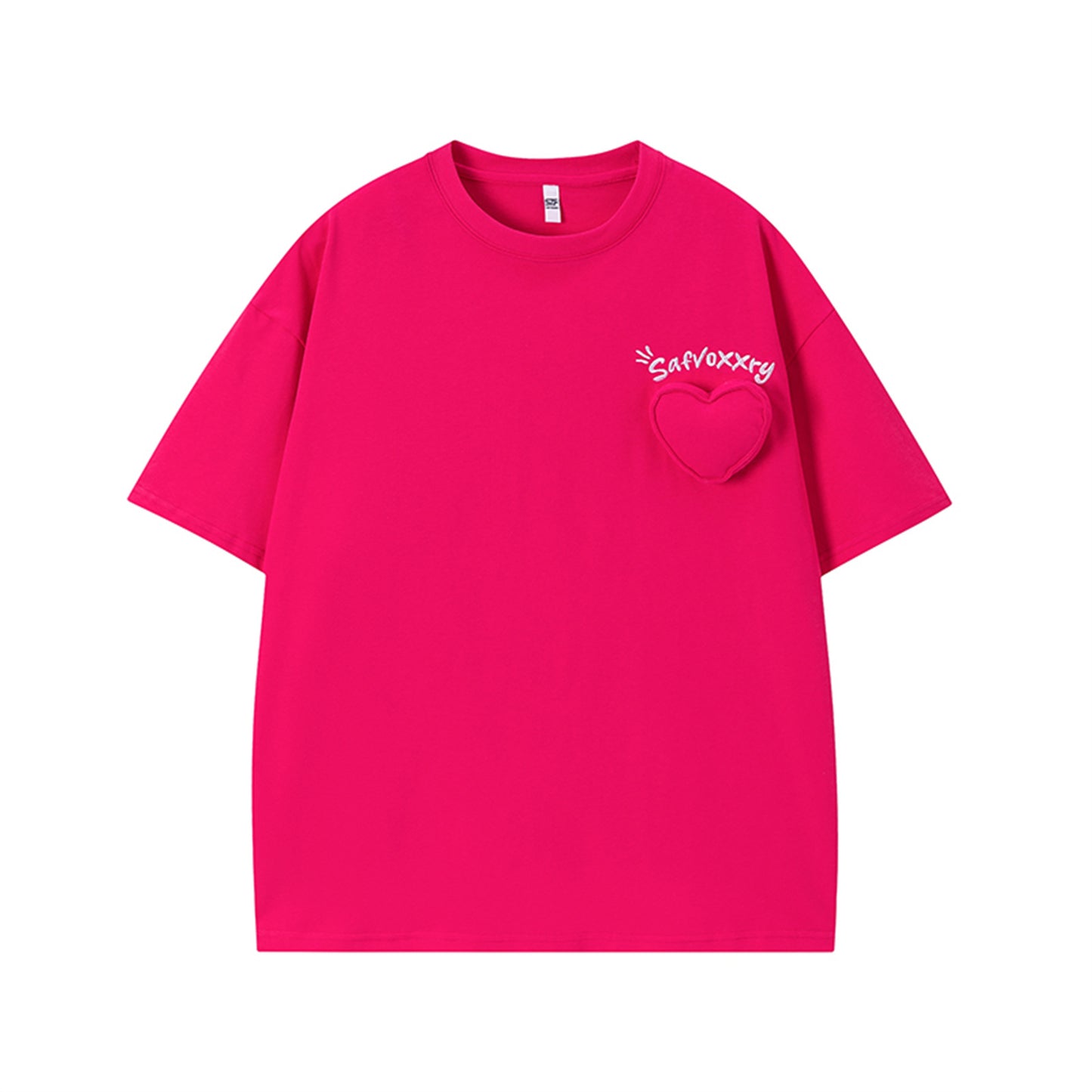 𝕃oose 𝔽it ☞𝟤𝟢𝟤𝟧 ☜美式復古愛心字母圓領T-Shirt寬版上衣SA-5