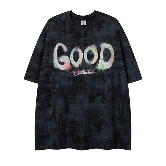 𝕃oose 𝔽it ☞𝟤𝟢𝟤𝟧 ☜美式復古設計感GOOD字母 男女中性 T-Shirt寬版上衣 LY66