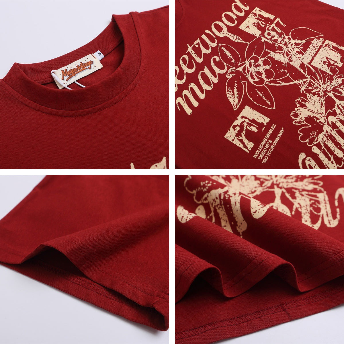 𝕃oose 𝔽it ☞𝟤𝟢𝟤𝟧 ☜美式復古印花字母圓領寬版上衣MT-1