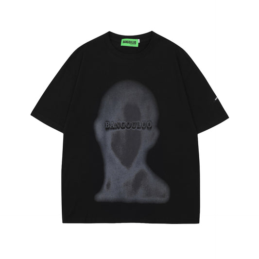 𝕃oose 𝔽it ☞𝟤𝟢𝟤𝟧 ☜美式復古抽象人像塗鴉圓領男女中性 T-Shirt寬版上衣BA-118#