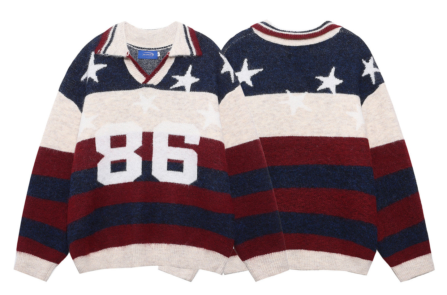 ⓀⓃⒾⓉ𒉽2025秋冬美式復古撞色條紋慵懶針織 K-90