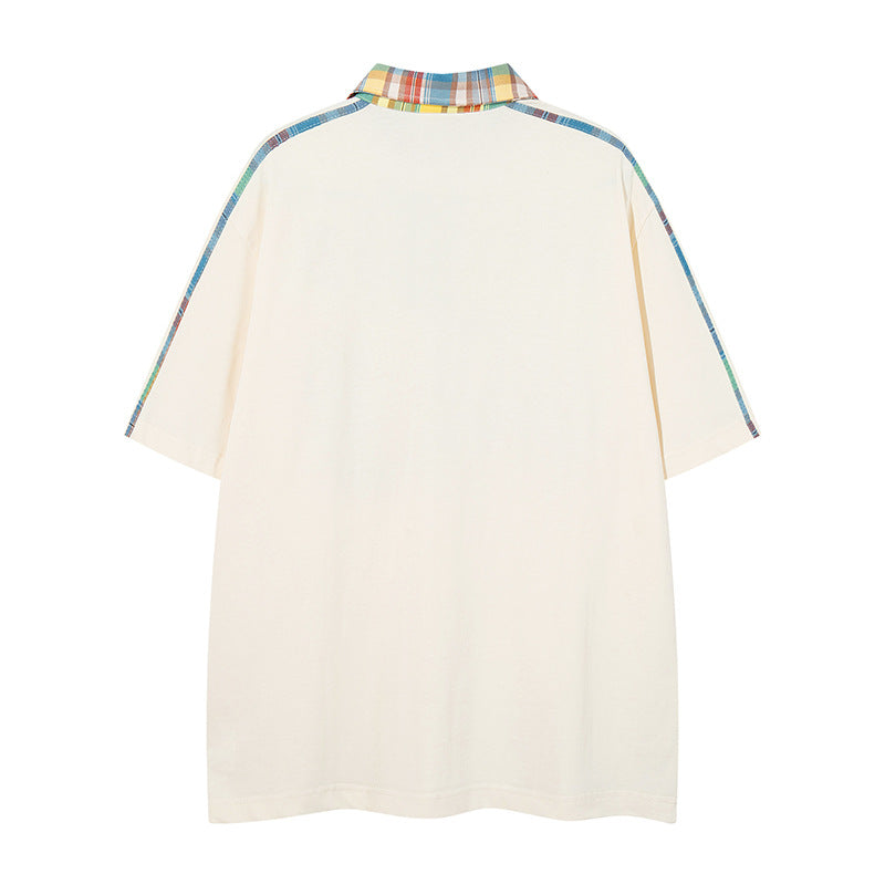 𝕃oose 𝔽it ☞𝟤𝟢𝟤𝟧 ☜美式復古DAS刺繡字母翻領男女中性 T-Shirt寬版上衣 DA-779