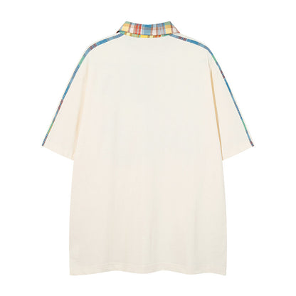 𝕃oose 𝔽it ☞𝟤𝟢𝟤𝟧 ☜美式復古DAS刺繡字母翻領男女中性 T-Shirt寬版上衣 DA-779