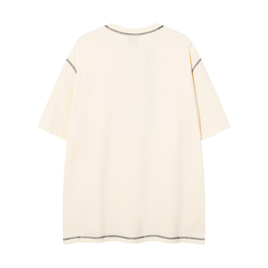 𝕃oose 𝔽it ☞𝟤𝟢𝟤𝟧 ☜美式復古字母印花圓領男女中性 T-Shirt寬版上衣P-8