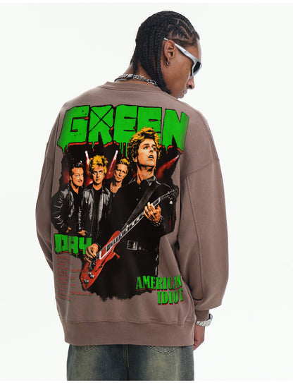 ♛𝔽𝕦𝕤𝕚𝕠𝕟 𝔽𝕠𝕔𝕦𝕤 ♛410G重磅水洗美式復古樂隊圓領厚T  GH-31