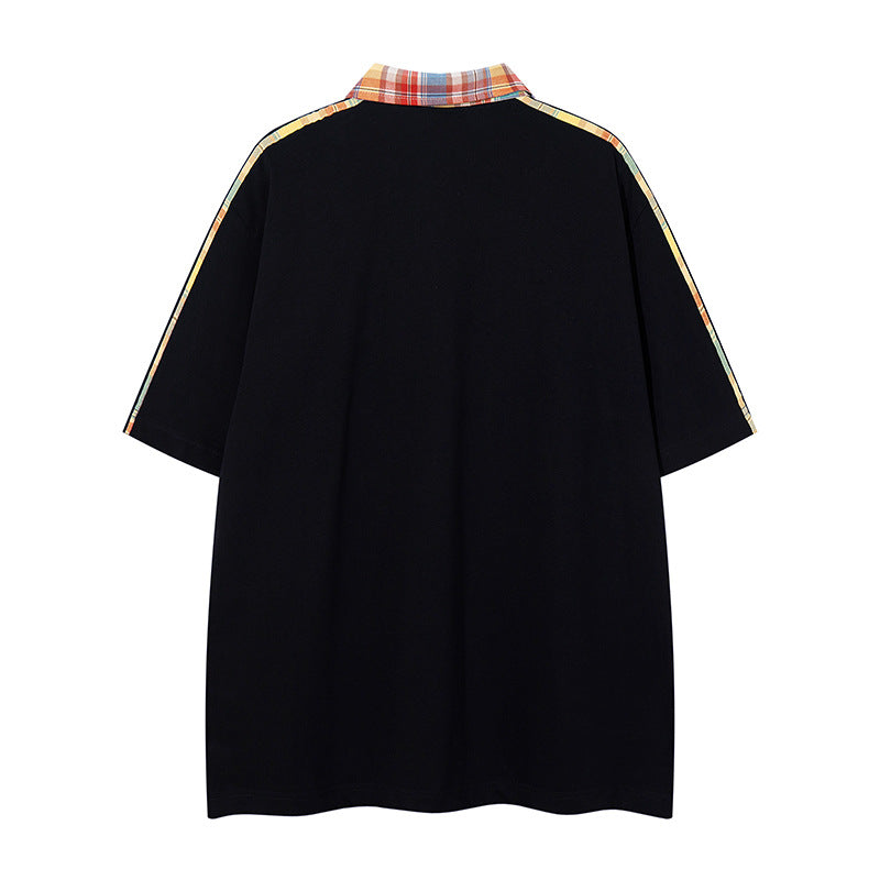 𝕃oose 𝔽it ☞𝟤𝟢𝟤𝟧 ☜美式復古DAS刺繡字母翻領男女中性 T-Shirt寬版上衣 DA-779