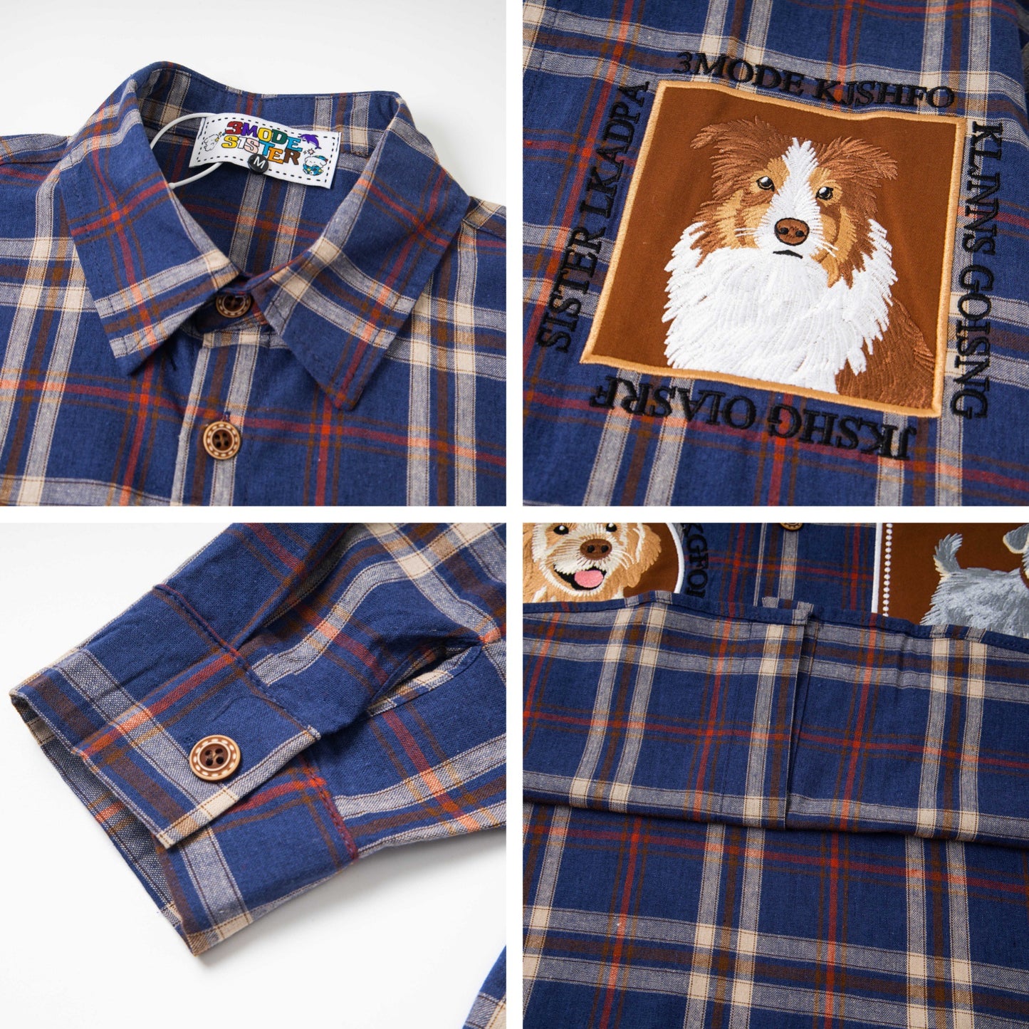 𝔼mbro 𝕊hirt𒉽2025秋冬可愛小狗貼布繡寬鬆衫外套M-02