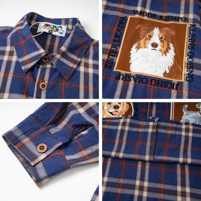 𝔼mbro 𝕊hirt𒉽2025秋冬可愛小狗貼布繡寬鬆衫外套M-02