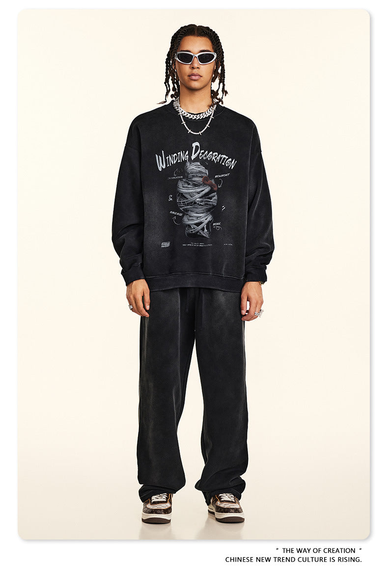 ♛𝔽𝕦𝕤𝕚𝕠𝕟 𝔽𝕠𝕔𝕦𝕤 ♛2025秋冬高磅復古水洗印花大學T B-67