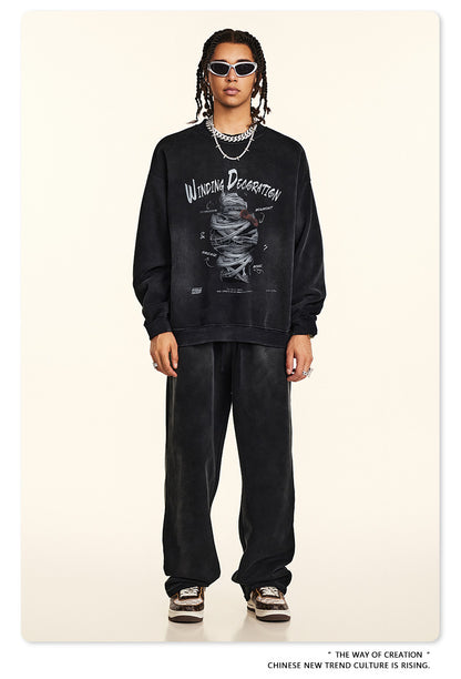 ♛𝔽𝕦𝕤𝕚𝕠𝕟 𝔽𝕠𝕔𝕦𝕤 ♛2025秋冬高磅復古水洗印花大學T B-67