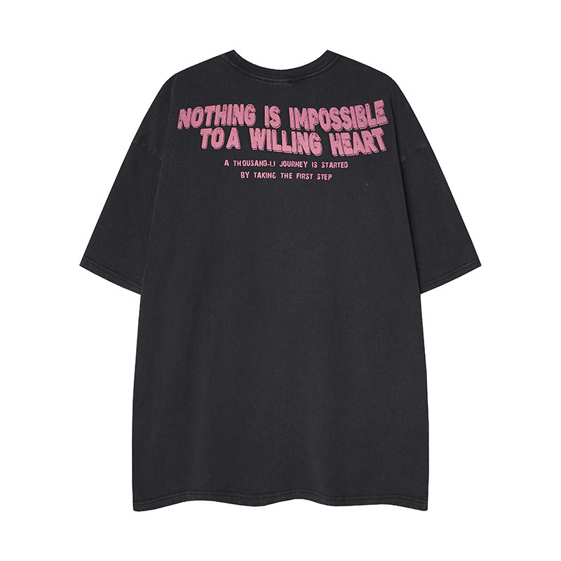 𝕃oose 𝔽it ☞𝟤𝟢𝟤𝟧 ☜美式復古噴繪人像風格男女中性 T-Shirt寬版上衣 RK91