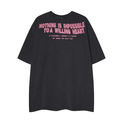 𝕃oose 𝔽it ☞𝟤𝟢𝟤𝟧 ☜美式復古噴繪人像風格男女中性 T-Shirt寬版上衣 RK91