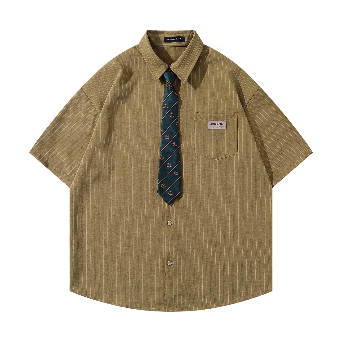 𝕃oose 𝔽it ☞𝟤𝟢𝟤𝟧 ☜領帶系列日式復古學院風百搭休閒短袖襯衫PZ-7