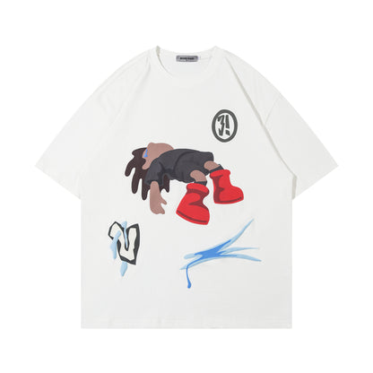 𝕃oose 𝔽it ☞𝟤𝟢𝟤𝟧 ☜夏季新款印花圓領寬版上衣B-5