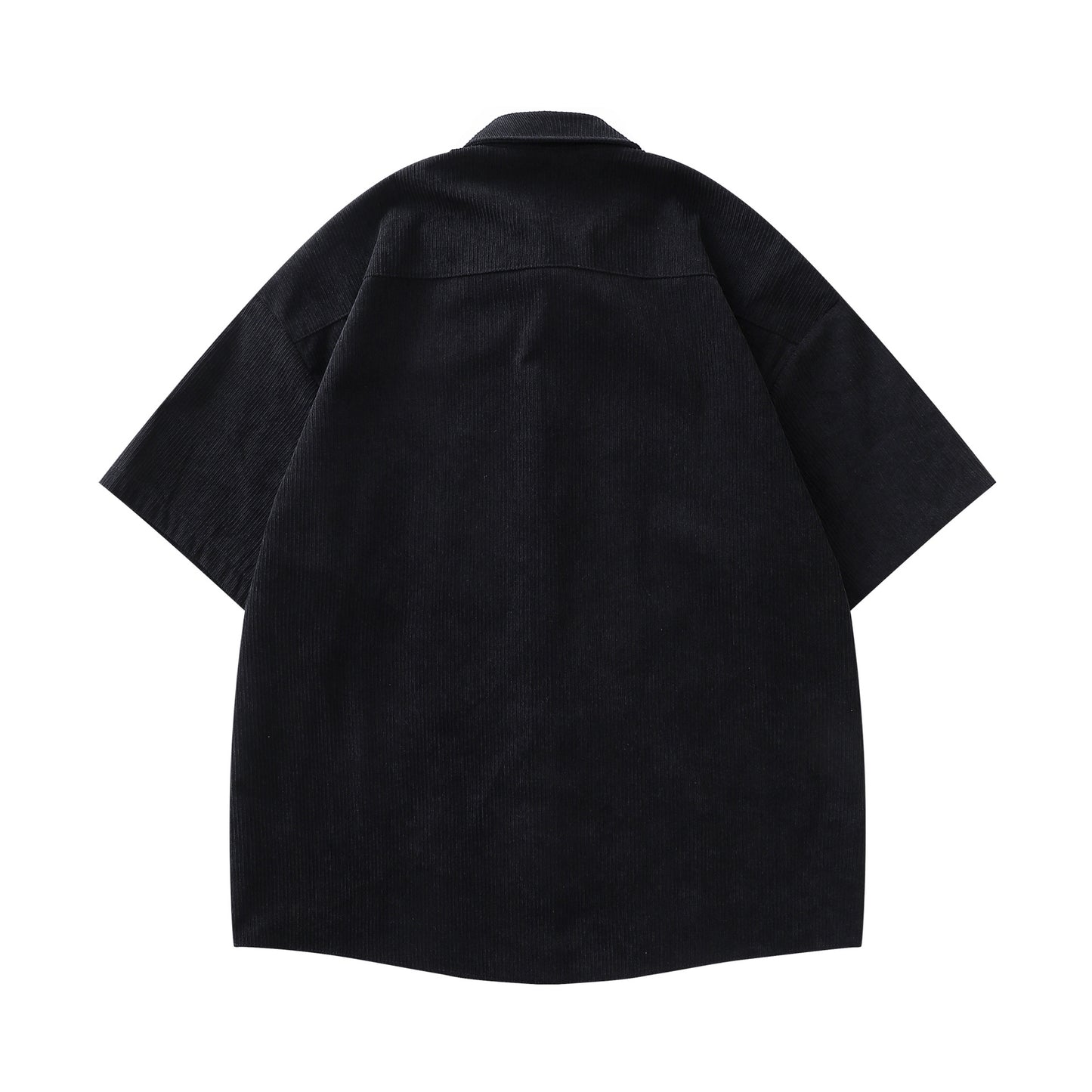 𝔼mbro 𝕊hirt𒉽美式復古刺繡玫瑰花燈芯絨短袖寬鬆襯衫P-12