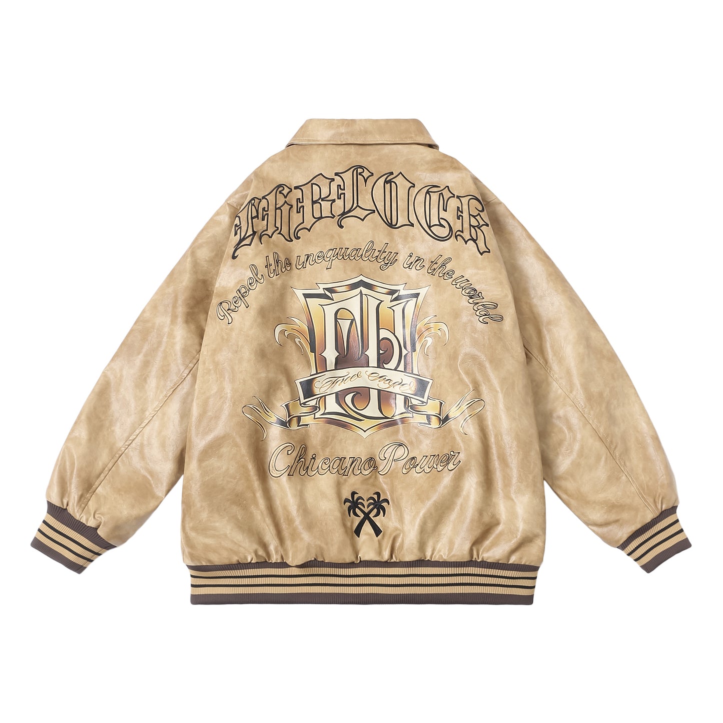 𝔽𝕦𝕤𝕚𝕠𝕟 𝔽𝕠𝕔𝕦𝕤 -ᴄʜɪᴄᴀɴᴏ♠︎悍匪♠︎ 美版OVERSIZE冬季休閒百搭保暖寬鬆花體字刺绣棒球服外套皮衣 Ｍ21S