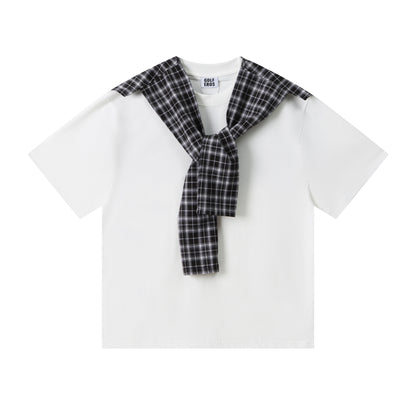 𝕃oose 𝔽it ☞𝟤𝟢𝟤𝟧 ☜美式復古披肩假兩件T袖上衣Z-9