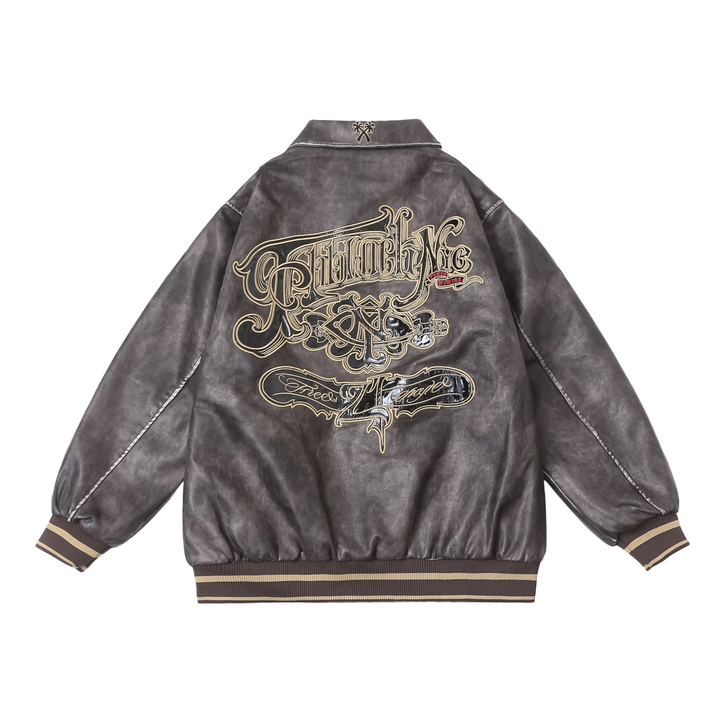 𝔽𝕦𝕤𝕚𝕠𝕟 𝔽𝕠𝕔𝕦𝕤 -ᴄʜɪᴄᴀɴᴏ♠︎悍匪♠︎ 西海岸奇卡諾Chicano悍匪萬針刺绣夾棉皮衣外套 MF21S