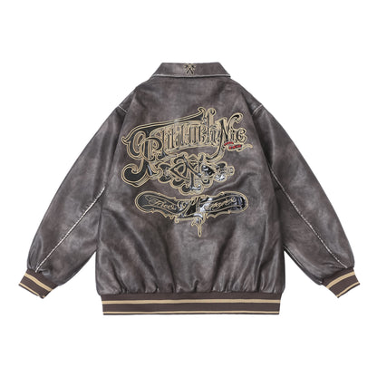 𝔽𝕦𝕤𝕚𝕠𝕟 𝔽𝕠𝕔𝕦𝕤 -ᴄʜɪᴄᴀɴᴏ♠︎悍匪♠︎ 西海岸奇卡諾Chicano悍匪萬針刺绣夾棉皮衣外套 MF21S