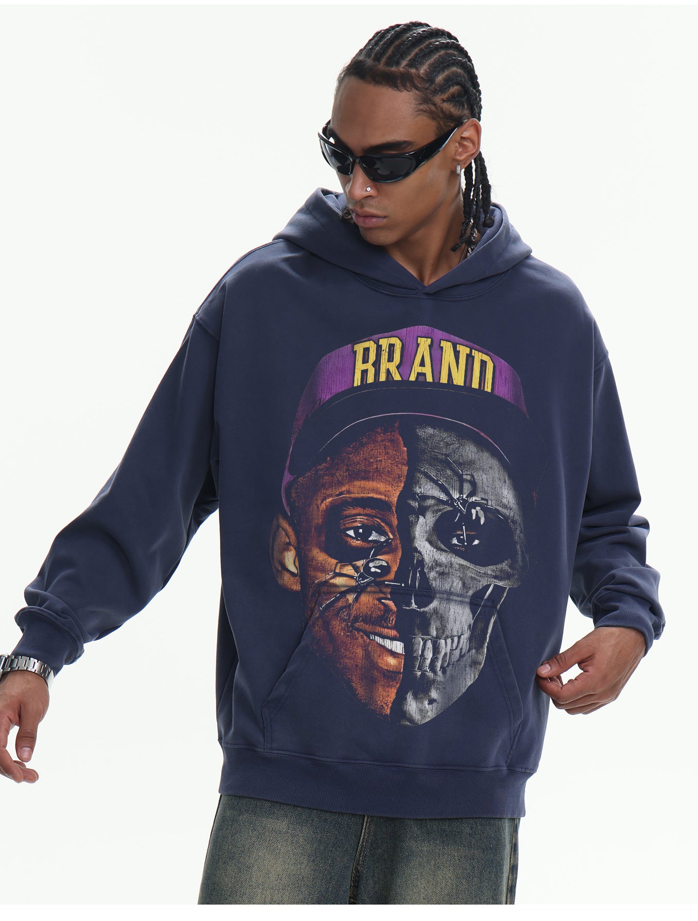 ♛𝔽𝕦𝕤𝕚𝕠𝕟 𝔽𝕠𝕔𝕦𝕤 ♛410G重磅水洗美式復古cleanfit連帽大學T  FZ-93