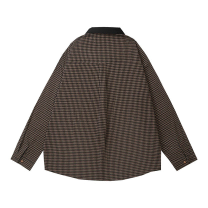 𝔼mbro 𝕊hirt𒉽2025秋冬可愛圖案刺繡寬鬆襯衫外套C-30