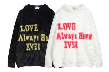 ⓀⓃⒾⓉ𒉽2025秋冬復古字母慵懶風連帽針織 M-19