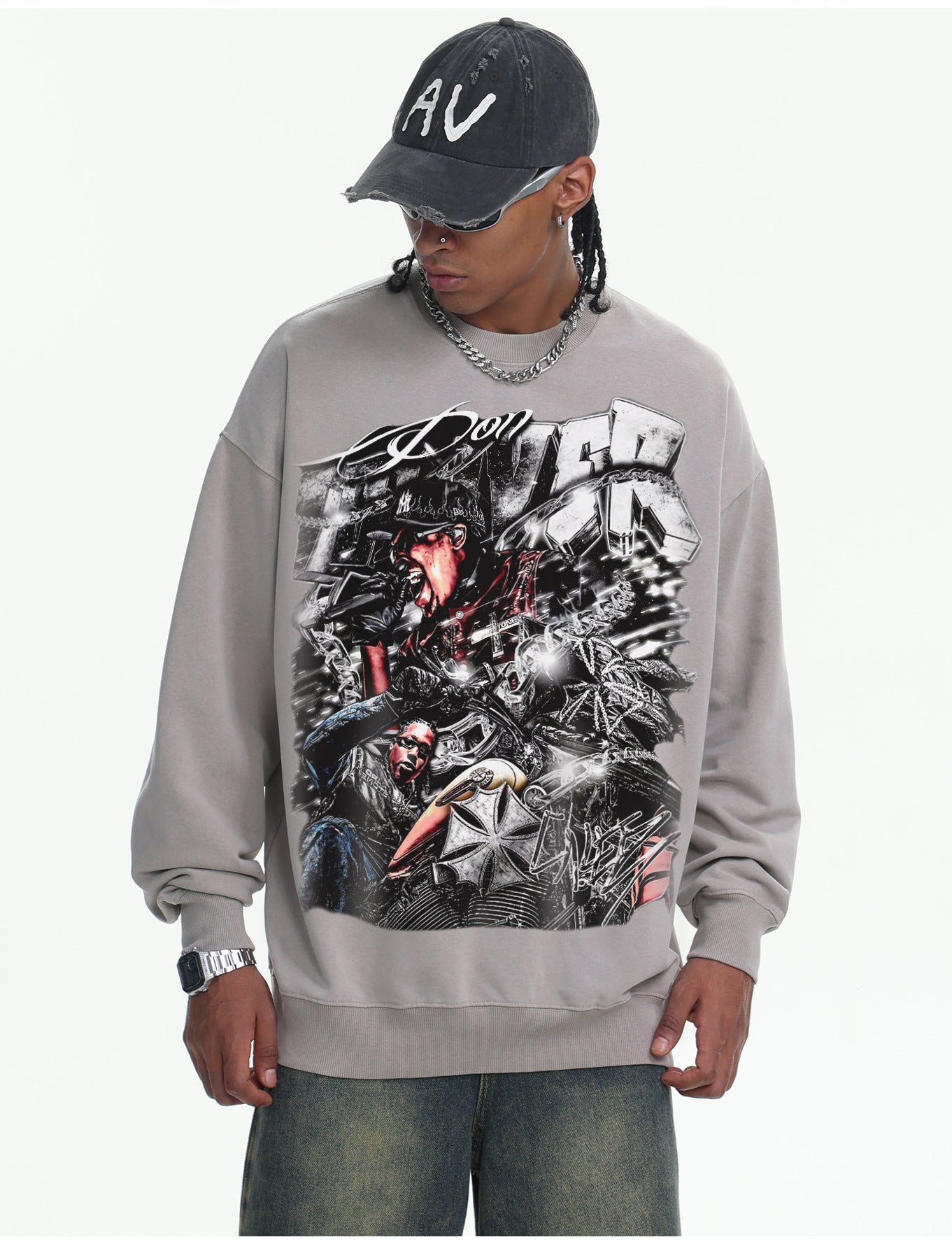 ♛𝔽𝕦𝕤𝕚𝕠𝕟 𝔽𝕠𝕔𝕦𝕤 ♛410G重磅水洗美式復古圓領厚T  GH-55