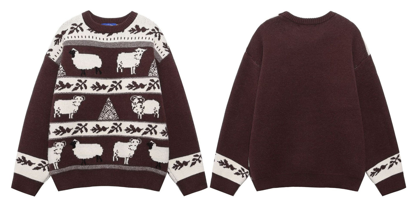 ⓀⓃⒾⓉ𒉽2025秋冬慵懶小羊圓領針織 Y96