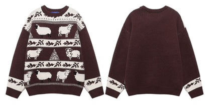 ⓀⓃⒾⓉ𒉽2025秋冬慵懶小羊圓領針織 Y96